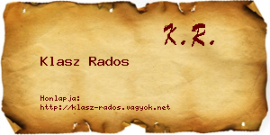 Klasz Rados névjegykártya